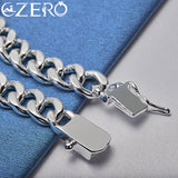 925 Sterling Silver Square Buckle 8MM Chain Bracelet