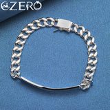 925 Sterling Silver Square Buckle 8MM Chain Bracelet
