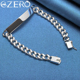 925 Sterling Silver Square Buckle 8MM Chain Bracelet