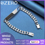 925 Sterling Silver Square Buckle 8MM Chain Bracelet