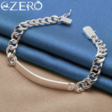 925 Sterling Silver Square Buckle 8MM Chain Bracelet