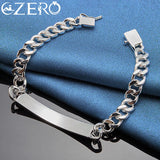 925 Sterling Silver Square Buckle 8MM Chain Bracelet