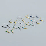 925 Silver Zircon Spike Stud Earrings Gothic Piercing