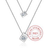 925 Silver Zirconia Choker Necklace Double Layer