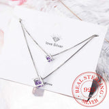 925 Silver Zirconia Choker Necklace Double Layer