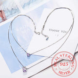 925 Silver Zirconia Choker Necklace Double Layer