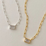 Personalized Square Diamond Necklace Gothic Wedding Jewelry