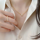 Personalized Square Diamond Necklace Gothic Wedding Jewelry