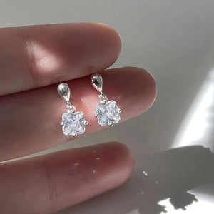 925 Silver Square Earrings Charm Geometric Women Birthday Jewelry