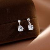 925 Silver Square Earrings Charm Geometric Women Birthday Jewelry