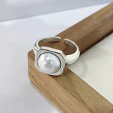 925 Silver Square Pearl Ring for Women Fine Jewelry