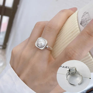 925 Silver Square Pearl Ring for Women Fine Jewelry