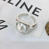 925 Silver Square Pearl Ring for Women Fine Jewelry