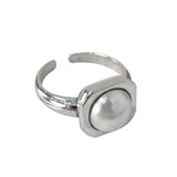 925 Silver Square Pearl Ring for Women Fine Jewelry