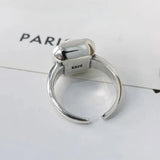 925 Silver Square Pearl Ring for Women Fine Jewelry