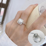 925 Silver Square Pearl Ring for Women Fine Jewelry
