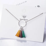 925 Silver Square Geometry Pendant Necklace Women Jewelry