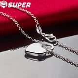 925 Silver Lock Pendant Necklace Logo Chain 16-30 inch