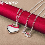925 Silver Lock Pendant Necklace Logo Chain 16-30 inch