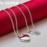 925 Silver Lock Pendant Necklace Logo Chain 16-30 inch