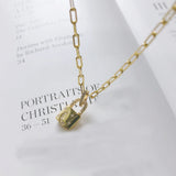 925 Silver Chain Lock Necklace Moon Star Padlock CZ Charms