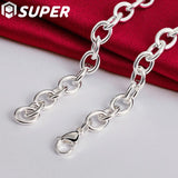 925 Silver Square Lock Pendant Necklace 18" Chain Women Wedding Party Jewelry