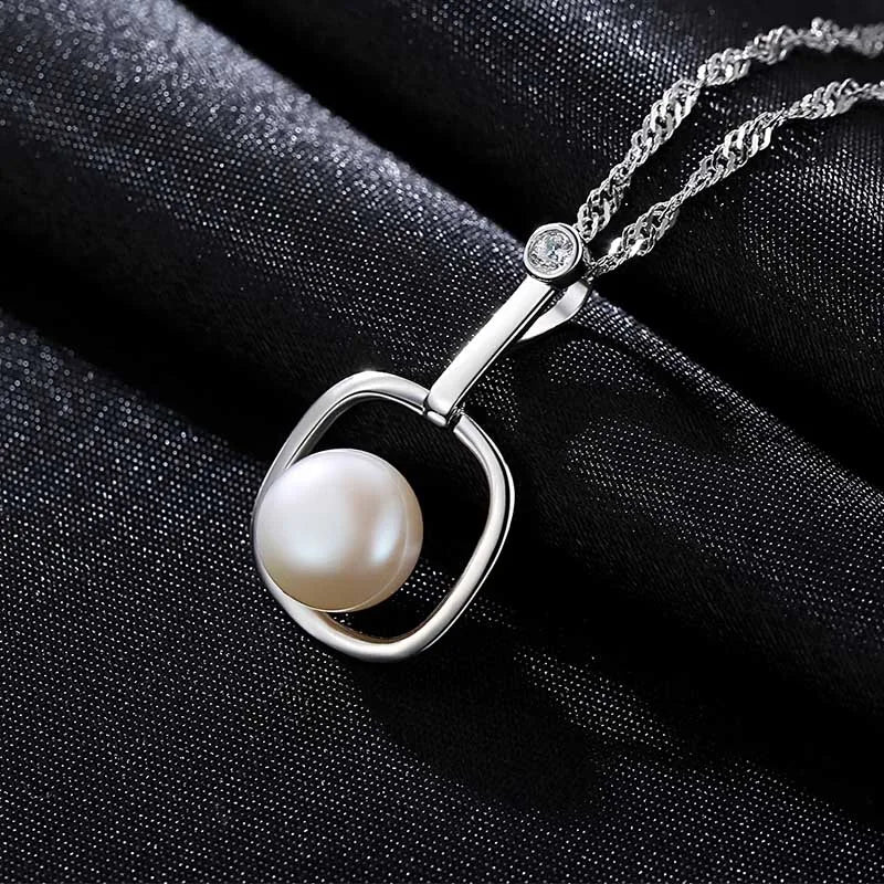 925 Silver Natural Pearl Pendant Necklace for Women