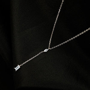 925 Sterling Silver Square Necklace Geometric Shape Vintage Pendant