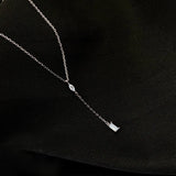 925 Sterling Silver Square Necklace Geometric Shape Vintage Pendant