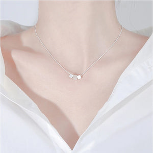 925 Silver Square Necklace for Women's Clavicle Chain, Wedding Jewelry