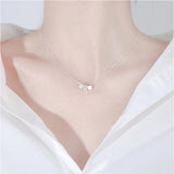 925 Silver Square Necklace for Women's Clavicle Chain, Wedding Jewelry