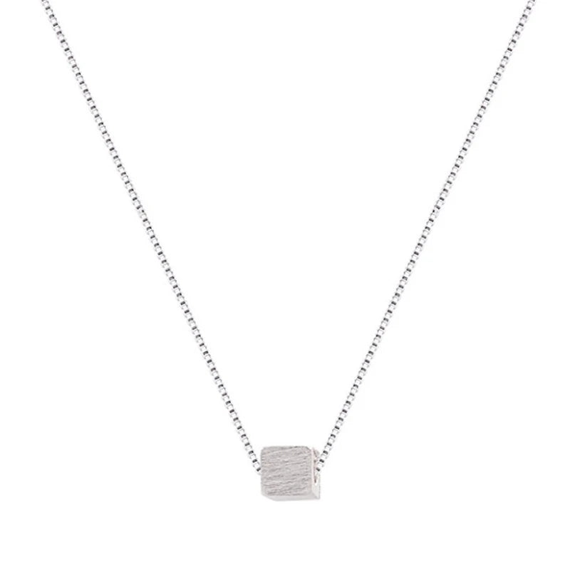 925 Silver Square Necklace for Women's Clavicle Chain, Wedding Jewelry