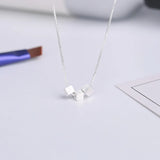 925 Silver Square Necklace for Women's Clavicle Chain, Wedding Jewelry