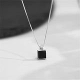 925 Silver Square Necklace Winter Pendant Sweater Chain Wedding Jewelry