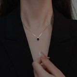 925 Silver Square Necklace Winter Pendant Sweater Chain Wedding Jewelry