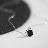 925 Silver Square Necklace Winter Pendant Sweater Chain Wedding Jewelry