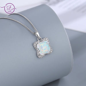 925 Silver Opal Pendant Necklace Zircon Inlaid High Gift