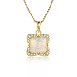 925 Silver Opal Pendant Necklace Zircon Inlaid High Gift
