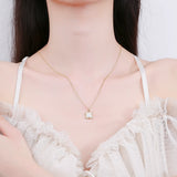925 Silver Opal Pendant Necklace Zircon Inlaid High Gift