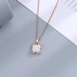 925 Silver Opal Pendant Necklace Zircon Inlaid High Gift