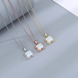 925 Silver Opal Pendant Necklace Zircon Inlaid High Gift