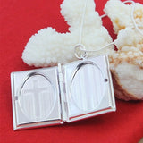 925 Silver Square Photo Frame Pendant Necklace Snake Chain