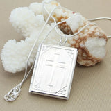 925 Silver Square Photo Frame Pendant Necklace Snake Chain