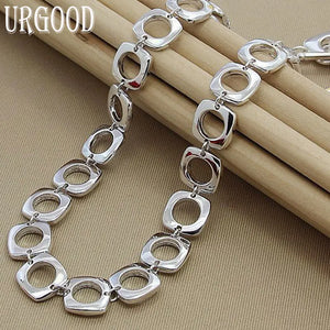 925 Silver Square Chain Necklace 20 Inch