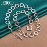 925 Silver Square Chain Necklace 20 Inch