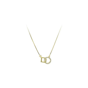 925 Silver Square Necklace Flashing Diamond Pendant Choker