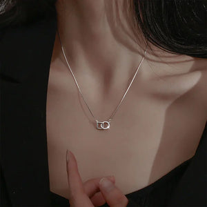 925 Silver Square Necklace Flashing Diamond Pendant Choker