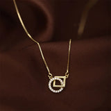925 Silver Square Necklace Flashing Diamond Pendant Choker