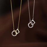 925 Silver Square Necklace Flashing Diamond Pendant Choker