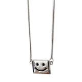 925 Silver Smile Face Chain Choker Necklace For Women Fine Jewelry